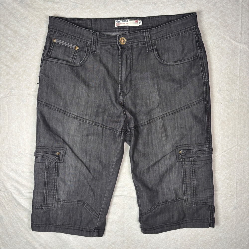 Black Y2k Point Zero Cargo Denim Shorts – Size 34